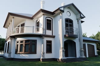 model 3d exteior design villa house,rooftop,render patio,terrace,house balcony