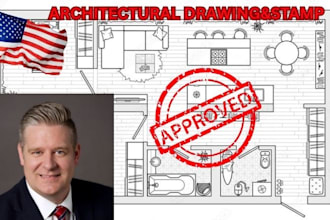 draw stamp, architectural drawing, city permit mep 3d floor plans