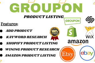 do groupon product listing etsy amazon ebay wix walmart shopify upload