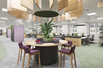 turn space to modern office interior,wall,celling,furniture design,3d lightning