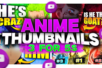 design 3 eye catching anime youtube thumbnails