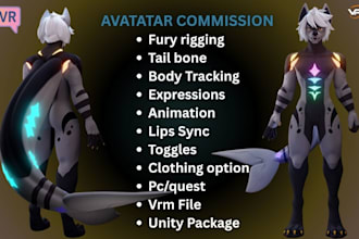 model custom 3d furry avatar vrchat avatar vtuber model nsfw animaze vseeface