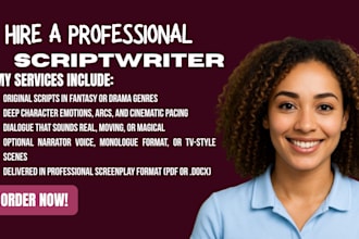 write your fantasy or emotional movie script with cinematic storytelling