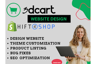 setup shift4shop 3dcart website design seo bug fixes shopee shopify store