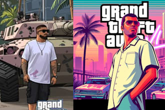 draw gta style illustration vector art potrait  realistic drawing vector cartoon