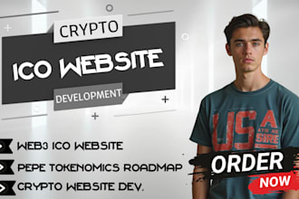 develop build web3 ico website with pepe tokenomics roadmap, crypto presale page