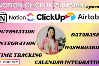 build custom databases and automations in notion airtable clickup make com