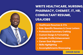 write healthcare, nursing, pharmacy, chemist, it, hr, consultant resume, usajobs