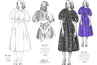 draw a detailed realistic fashion sketch
