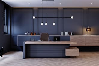 make 3d office interior design,restaurant, lounge design,cafe, shops, gym render