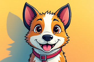 draw your cat, dog, or any pet into cartoon vector portrait