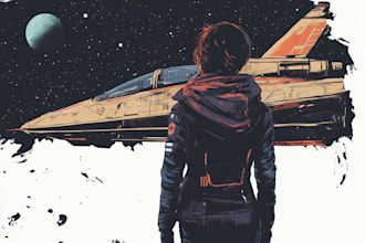 draw a sci fi character illustration or sci fi character