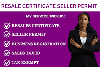 provide resales certificate, seller permit, tax exemption id for all US states