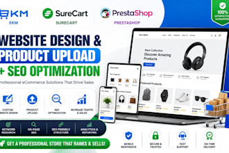 create ekmshop surecart prestashop website design ekm product listing upload SEO