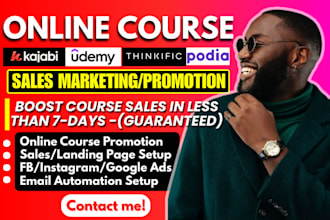 do udemy online course promotion, kajabi, thinkific health sales marketing