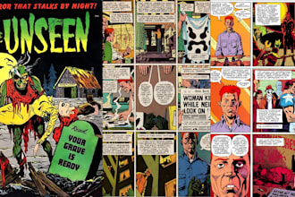 draw custom vintage comic retro horror poster pop art 70s 80s comic style art