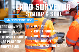 do nc na fl licensed stamp survey plan land surveyor pe stamp permit and seal