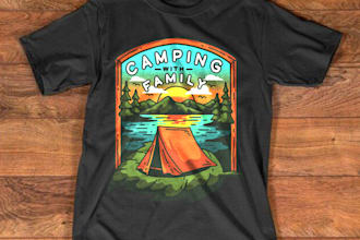 design a premium custom outdoor adventure camp t shirt