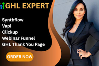 design synthflow vapi ai clickup ghl workflow ghl webinar funnel ghl ai