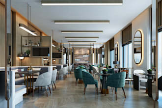 revamp luxury realistic restaurant, eatery, cafe, bar menu, interior rendering