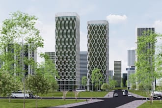 rebuild 3d high rise building,city scraper,render rooftop solar panel,3dcity map