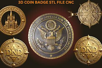 custom 3d coin  model coin design 3d badge stl file cnc engraving medallion