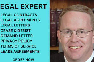 be your lawyer for business contract, legal agreement, terms of service or nda