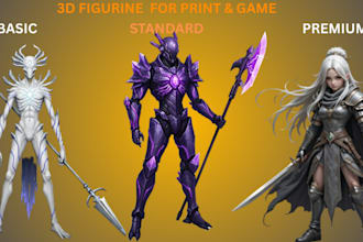 sculpt high detail 3d anime figurine dnd miniature  monster for printing ,games