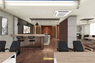 refurbish 3d minimalist modern office workplace space,coworking interior render