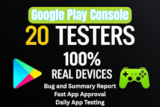 provide 12 app testers or 20 testers for google play closed testing app review