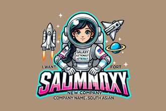do astronaut space galaxy esport mascot logo in just two day