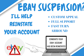 help reinstate your suspended ebay account and provide appeal support
