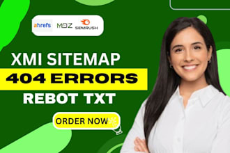 fix google search console issues, 404 errors, xml sitemap robot txt, ahrefs ,moz