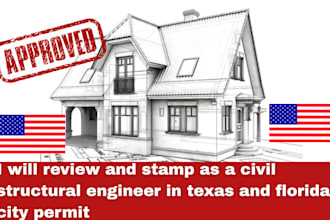 review and stamp as a civil structural engineer in texas and florida city permit