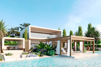 buildup apartment swimming pool, balcony pergola, outdoor sitting,outdoor spaces
