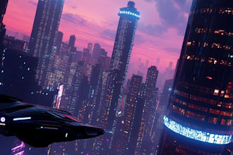 make a illustration of futuristic cyberpunk city
