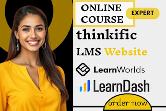 create online course website with learnworlds thinkific learndash lms website