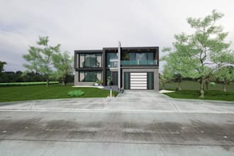 remodel exterior villa house,  multi apartment, building, facade design, 3ds max