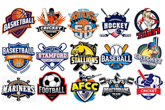 do modern basketball, football, baseball and hockey sports team logo design