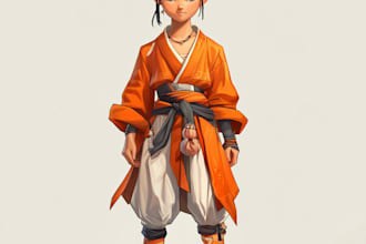 make a 2d character design and concept art for your game
