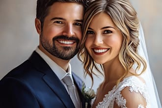 paint realistic digital oil paint family portrait, couple drawings