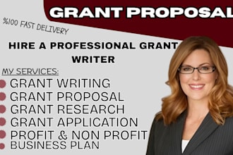 do grant writing, grant proposal, grant application, business plan and rpf