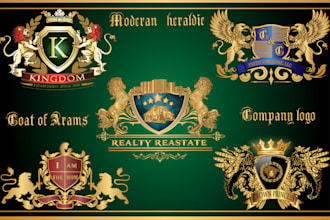 design family crest regal heraldic coat of arms logo with brand guidelines