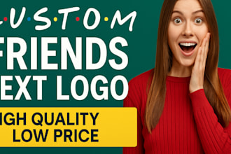 custom friends text logo in friends TV show font style