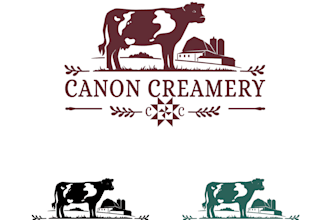 do farm agriculture cow goat and farm logo design 24 hours