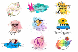 do custom feminine hand drawn boho botanical signature watercolor floral logo