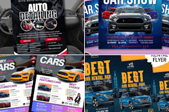 design car wash, rental flyer, car detailing, car service and price list flyer