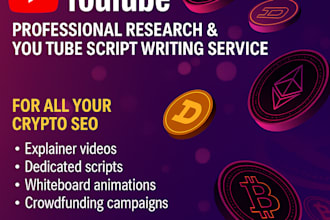 write your blockchain, crypto, nft, tech and finance youtube video scripts