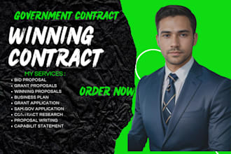write and win government contract, bid proposal, rfq, rfp, and grant proposals