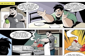 do comic book illustration, cartoon character, comic storyboard, strip, cover